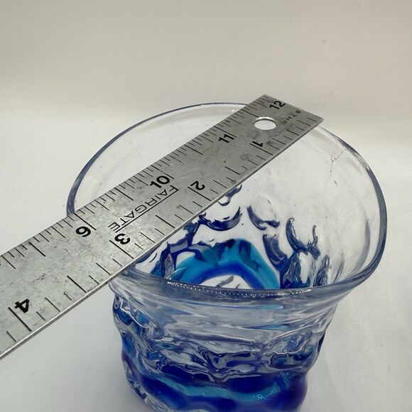 Ryukyu HandBlown Pair Clear Blue Green Swirl Glasses - Picture 9 of 10